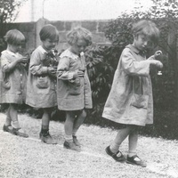 "Walking a line" stimulates the conscious coordination of movements. Viennese Children's House, 1935 - T. Müller, R. Schneider, <em>Lehrmaterialien 1913-1935. Möbel und Architektur. Techning Meterials 1913-1935. Furniture and Architecture</em>, München, Prestel Verlag, 2002, p.86$$$438