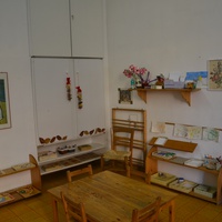 [Area prepared for graphic and painting activities, with materials for developing creativity and self-expression, Montessori Micronido run by the ONM in agreement with the Municipality of Rome, Via Nomentana 56, first decade of the 2000s] – ONM Archive.$$$525