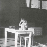 Boy working with the sound boxes. Children's House Altona, around 1928 - T. Müller, R. Schneider, <em>Lehrmaterialien 1913-1935. Möbel und Architektur. Techning Meterials 1913-1935. Furniture and Architecture</em>, München, Prestel Verlag, 2002, p.95$$$458