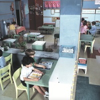 [Children at work, Casa dei Bambini in Viale Spartaco (Tuscolano district), 1980s, Rome] – ONM Archive.$$$506