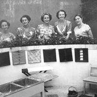 [Maria Montessori’s trainees and collaborators: from the left, the first is Gianna Gobbi, the third is Maria Teresa Marchetti, and the fourth is Maria Antonietta Paolini, International Montessori Congress on the theme <em>The Education of Man for World Reconstruction</em>, San Remo, 22–29 August 1949] – ONM Archive.$$$504