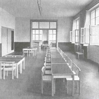 Scuola Montessori, Francoforte sul Meno Playroom, nursery on Hallgartenstrasse, Frankfurt am Main, 1928. Ferdinand Kramer was not only a designer of standardised furniture in the "New Frankfurt", but also responsible for fitting out public amenities - T. Müller, R. Schneider, <em>Lehrmaterialien 1913-1935. Möbel und Architektur. Techning Meterials 1913-1935. Furniture and Architecture</em>, München, Prestel Verlag, 2002, p.65$$$415
