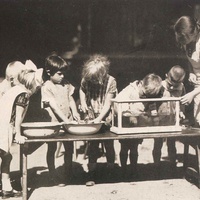 Cleaning out the aquarium. Children's House at the Fröbelseminar in Hamburg, 1928 - T. Müller, R. Schneider, <em>Lehrmaterialien 1913-1935. Möbel und Architektur. Techning Meterials 1913-1935. Furniture and Architecture</em>, München, Prestel Verlag, 2002, p.85$$$436