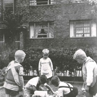 Scenes from the Children's House in Altona, around 1928 [Gymnastics and playing outdoors] - T. Müller, R. Schneider, <em>Lehrmaterialien 1913-1935. Möbel und Architektur. Techning Meterials 1913-1935. Furniture and Architecture</em>, München, Prestel Verlag, 2002, p.87$$$444