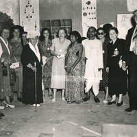 [Maria Montessori, to her left her granddaughter Marilena M. Montessori, followed by Hon. Maria de Unterrichter Jervolino, President of the Opera Nazionale Montessori, International Montessori Congress on the theme <em>The Education of Man for World Reconstruction</em>, San Remo, 22–29 August 1949] – ONM Archive.$$$503